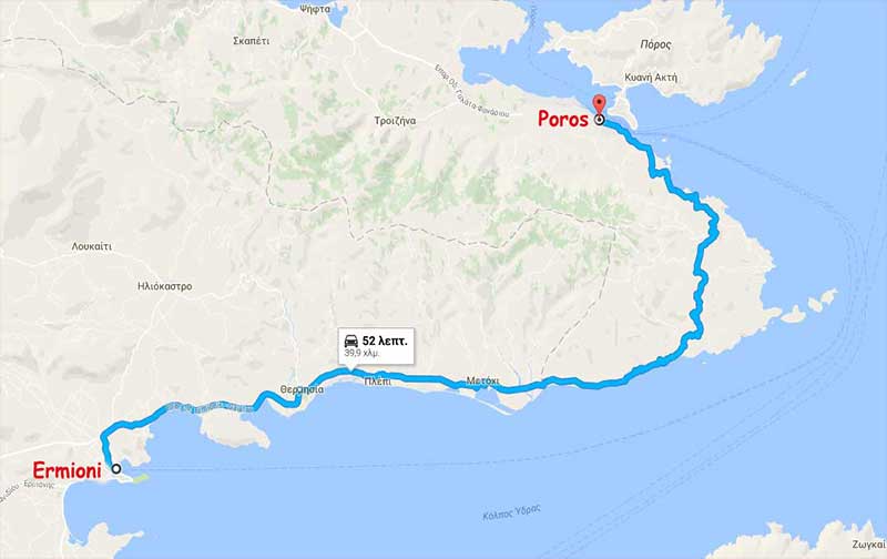 Poros - Ermioni beach <br>(By boat or flying dolphin to Hydra)